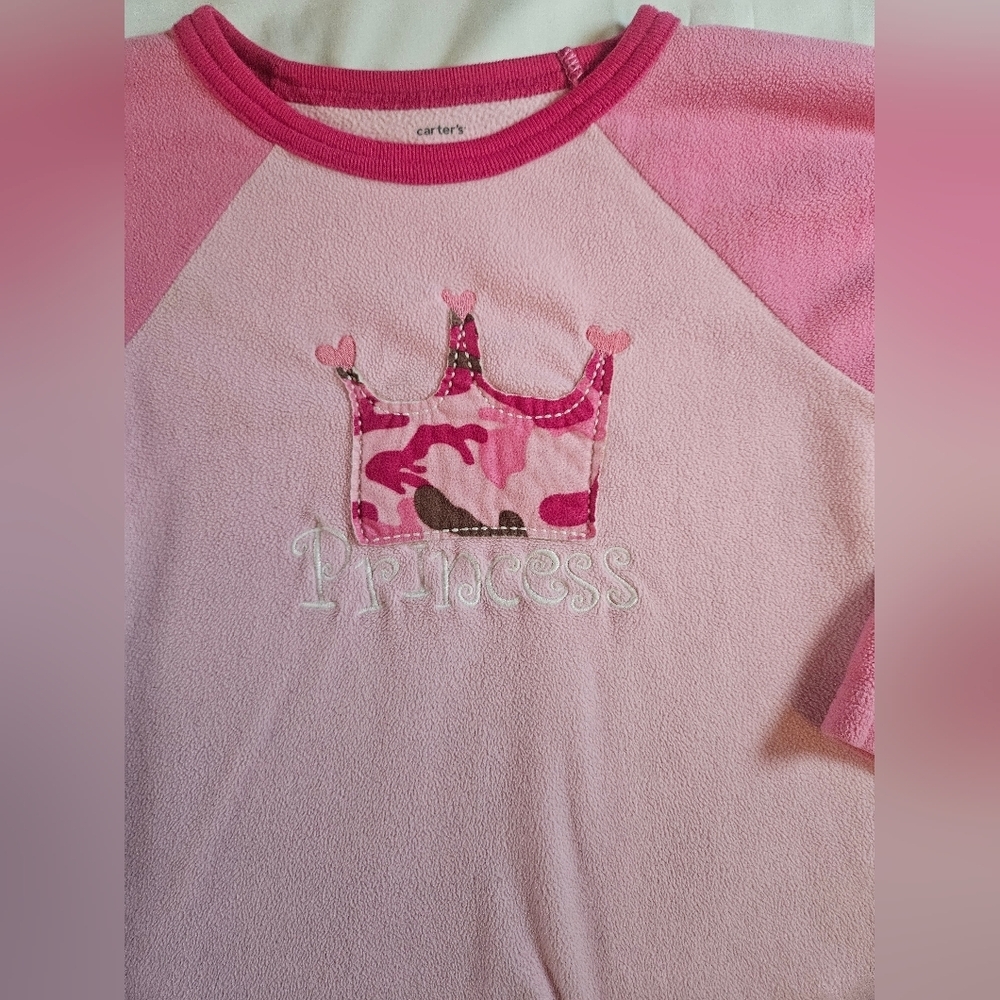Carter's Girls Pink Long Sleeve Camo Crown Princess Design Sweater Size 4T - Picture 2 of 12